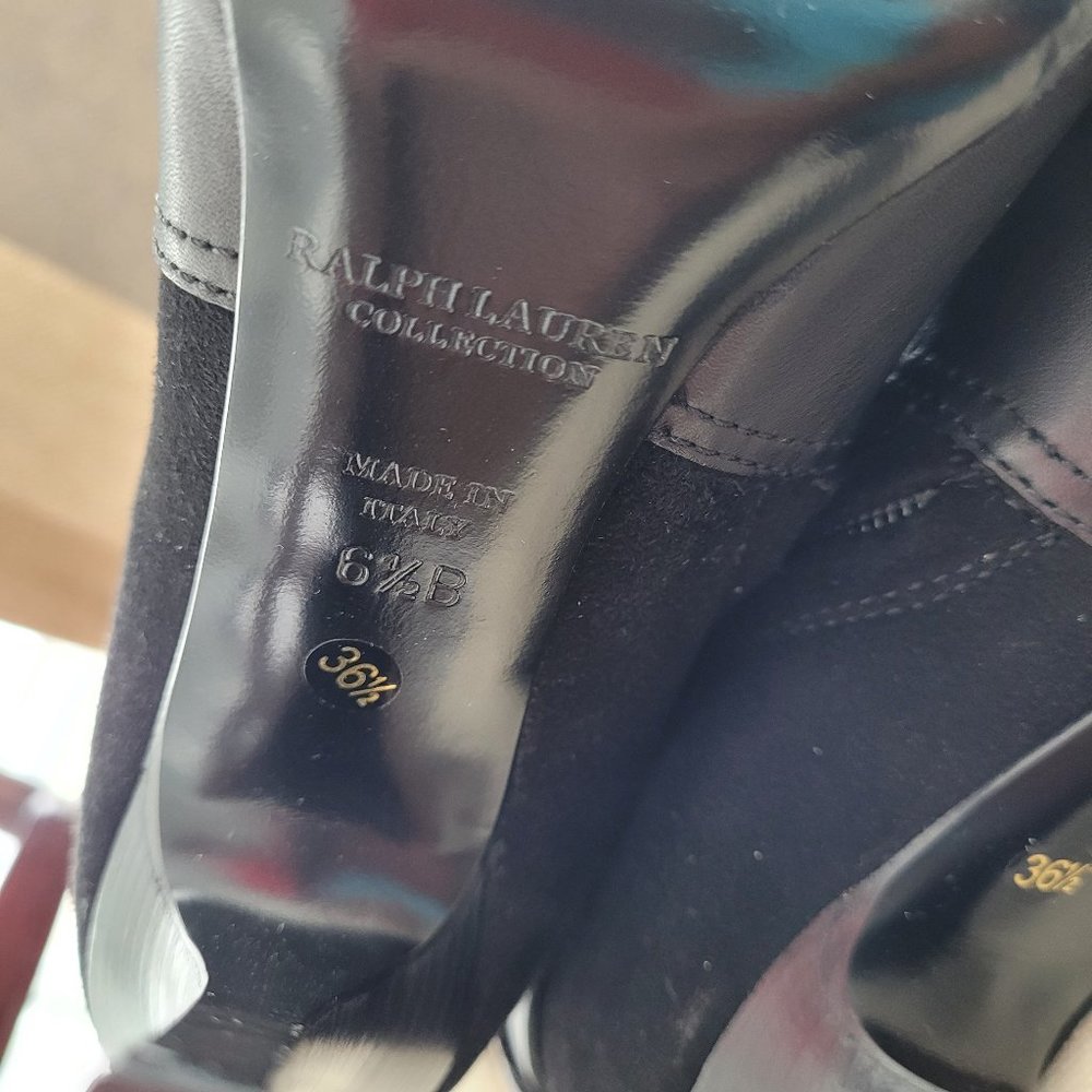 Ralph Lauren Collection Purple Label Boots Black Leather Suede Riding 6.5 B - Picture 8 of 10